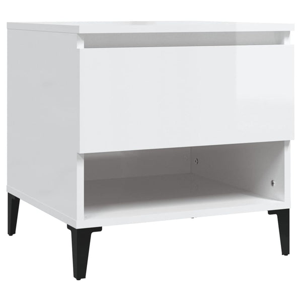 Side Table High Gloss White 50X46x50 Cm Engineered Wood Side Tables