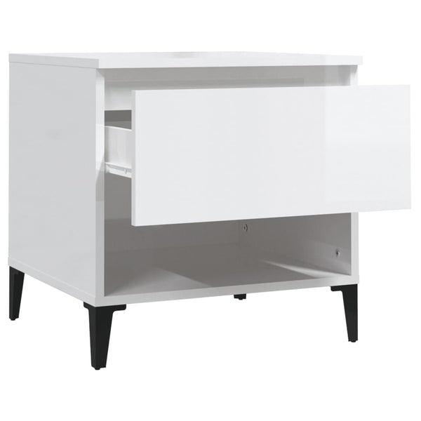 Side Table High Gloss White 50X46x50 Cm Engineered Wood Side Tables