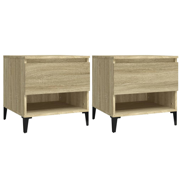 2 Pcs Sonoma Oak 50X46x50 Cm Engineered Wood Side Tables