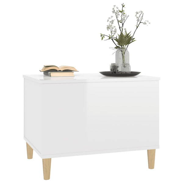 Coffee Table High Gloss White 60X44.5X45 Cm Engineered Wood Coffee Tables