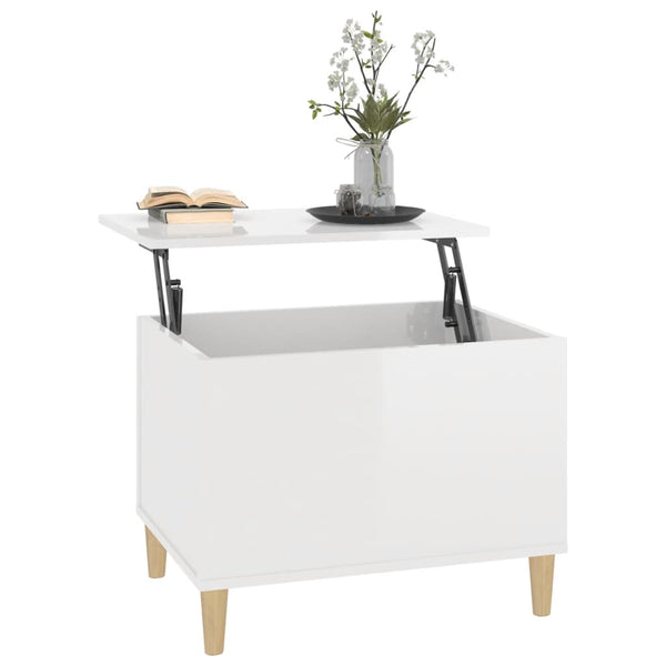 Coffee Table High Gloss White 60X44.5X45 Cm Engineered Wood Coffee Tables