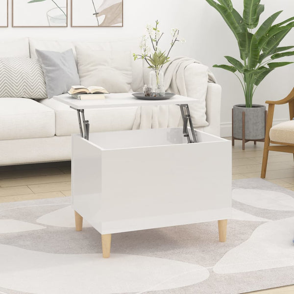 Coffee Table High Gloss White 60X44.5X45 Cm Engineered Wood Coffee Tables