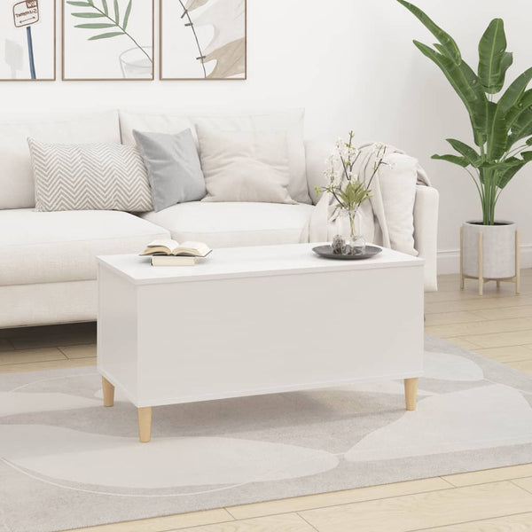 Coffee Table High Gloss White 90X44.5X45 Cm Engineered Wood Coffee Tables