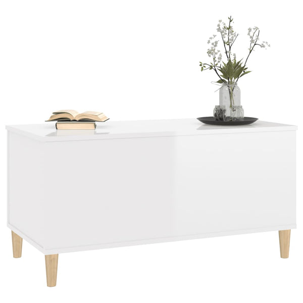 Coffee Table High Gloss White 90X44.5X45 Cm Engineered Wood Coffee Tables