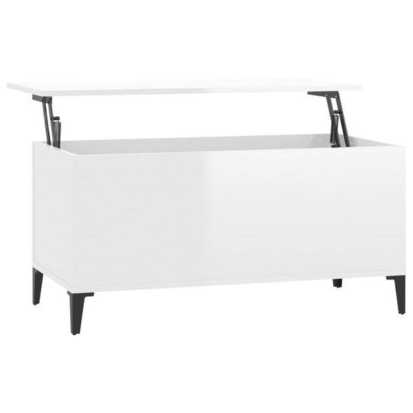 Coffee Table High Gloss White 90X44.5X45 Cm Engineered Wood Coffee Tables