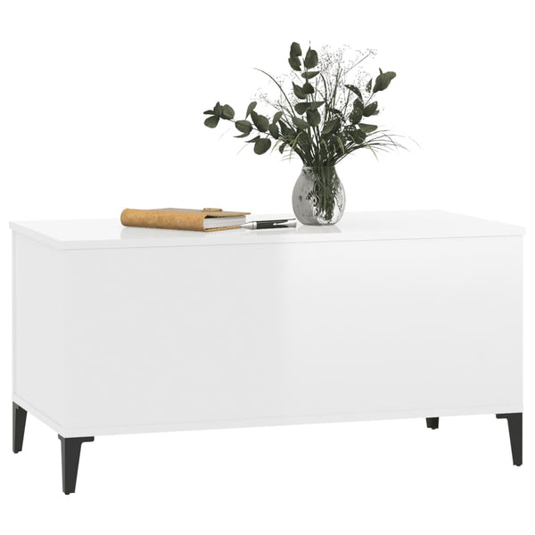 Coffee Table High Gloss White 90X44.5X45 Cm Engineered Wood Coffee Tables