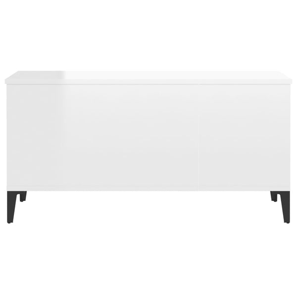 Coffee Table High Gloss White 90X44.5X45 Cm Engineered Wood Coffee Tables