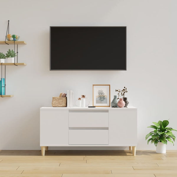 Tv Cabinet White 102X44.5X50 Cm Engineered Wood Tv Stands & Entertainment Units
