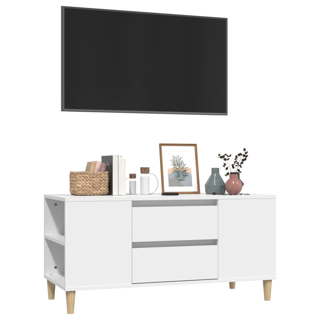Tv Cabinet White 102X44.5X50 Cm Engineered Wood Tv Stands & Entertainment Units