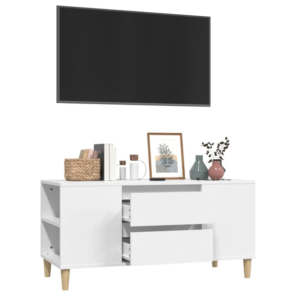 Tv Cabinet White 102X44.5X50 Cm Engineered Wood Tv Stands & Entertainment Units