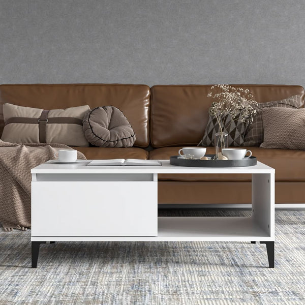 Coffee Table White 90X50x36.5 Cm Engineered Wood Coffee Tables