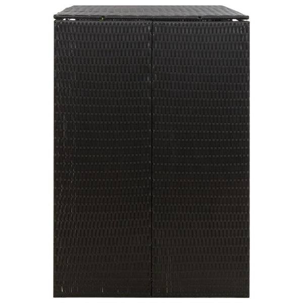 Vidaxl Double Wheelie Bin Shed Black 140X80x117 Cm Poly Rattan Rubbish Bins