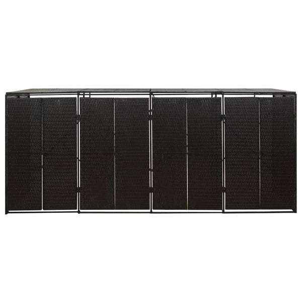 Quadruple Wheelie Bin Shed Black 274X80x117 Cm Poly Rattan Sheds Summerhouses Carports