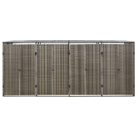 Quadruple Wheelie Bin Shed Grey 274X80x117 Cm Poly Rattan Sheds Summerhouses Carports
