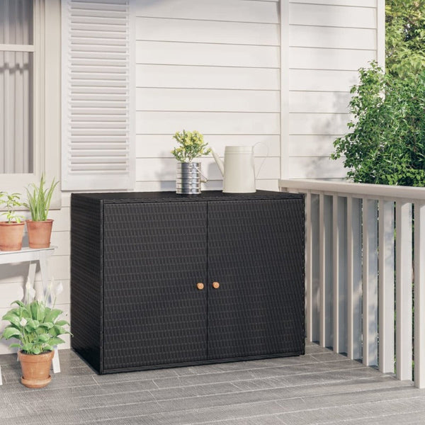 Garden Storage Cabinet Black 100X55.5X80 Cm Poly Rattan Cabinets & Cupboards