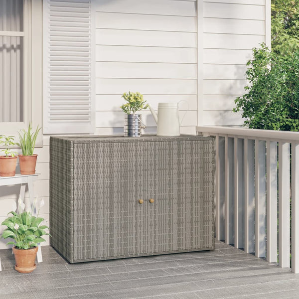 Garden Storage Cabinet Grey 100X55.5X80 Cm Poly Rattan Tool Cabinets & Cupboards