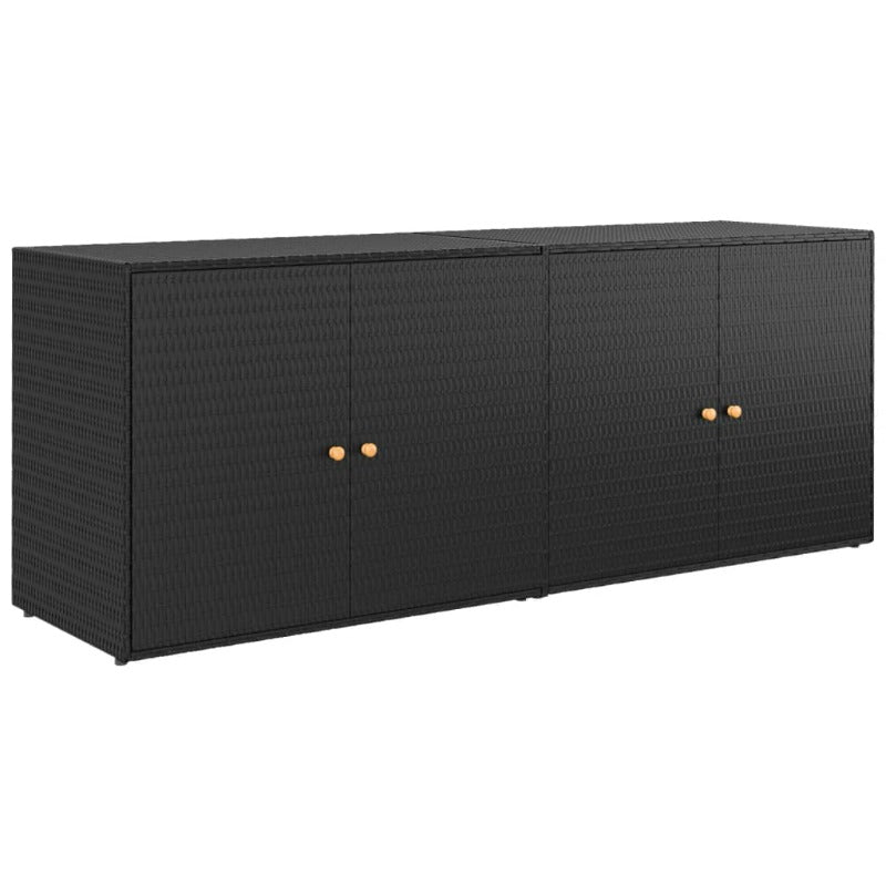 Vidaxl Garden Storage Cabinet Black 198X55.5X80 Cm Poly Rattan Storage Boxes