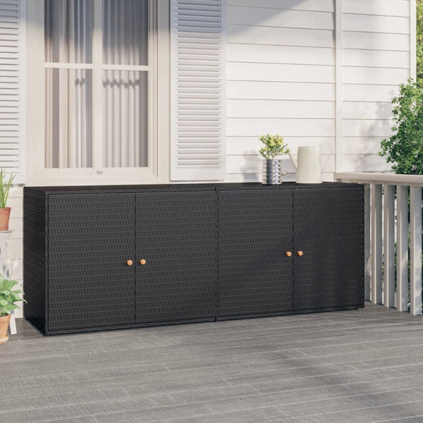 Vidaxl Garden Storage Cabinet Black 198X55.5X80 Cm Poly Rattan Storage Boxes