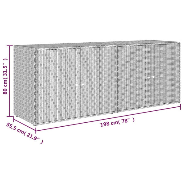 Vidaxl Garden Storage Cabinet Grey 198X55.5X80 Cm Poly Rattan Storage Boxes