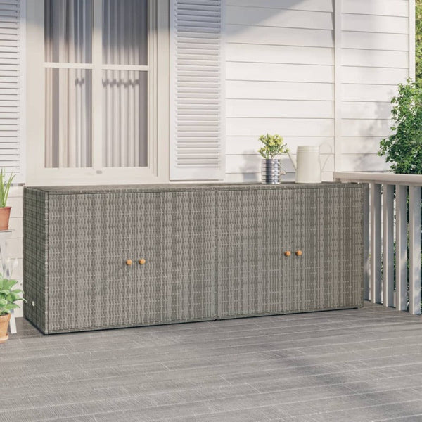 Vidaxl Garden Storage Cabinet Grey 198X55.5X80 Cm Poly Rattan Storage Boxes