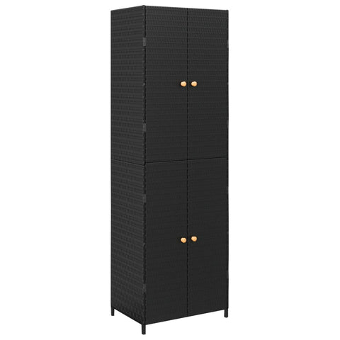 Garden Storage Cabinet Black 59X40x180 Cm Poly Rattan Storage Deck Boxes