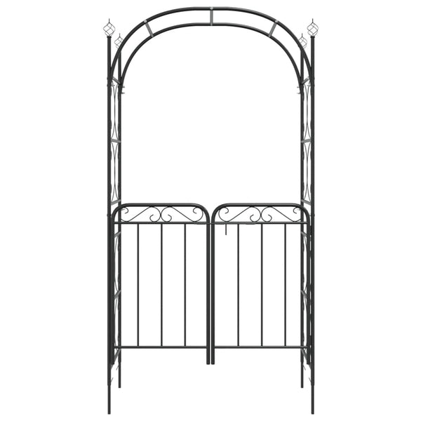 Garden Arch With Gate Black 108X45x235 Cm Steel Garden Arches