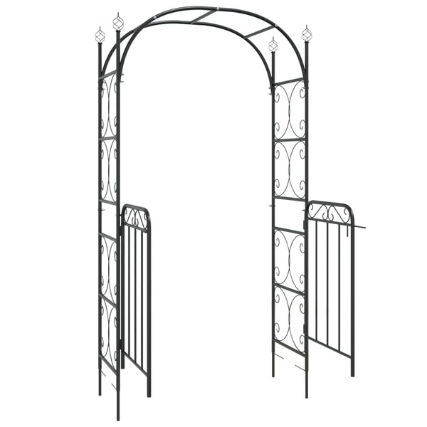 Garden Arch With Gate Black 108X45x235 Cm Steel Garden Arches
