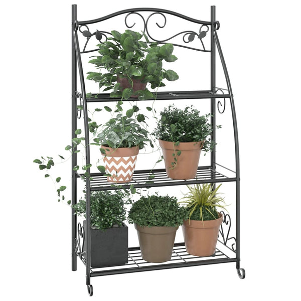 Flower Rack Black 56X30x96 Cm Steel Plant Stands