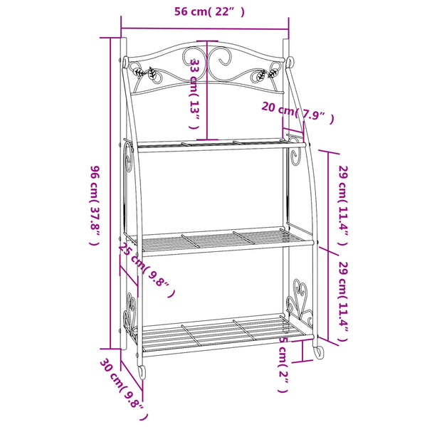 Flower Rack Black 56X30x96 Cm Steel Plant Stands