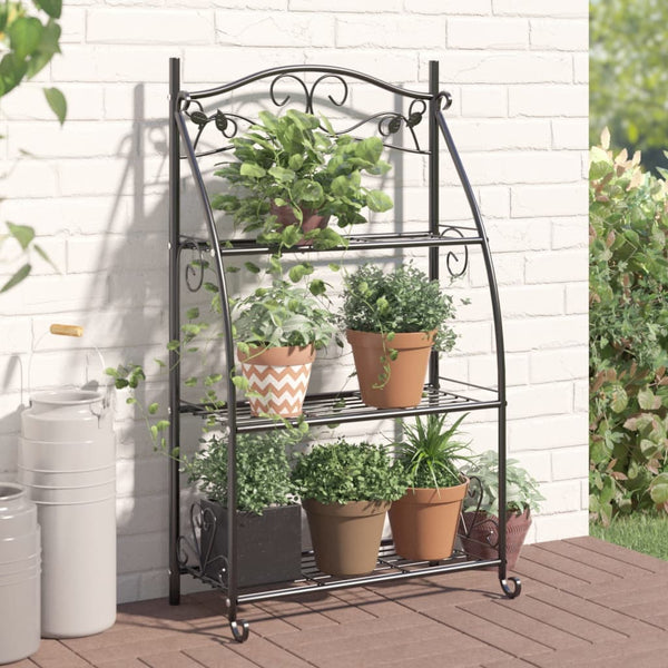 Flower Rack Black 56X30x96 Cm Steel Plant Stands