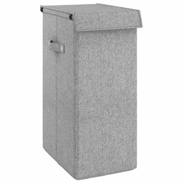 Vidaxl Foldable Laundry Hamper Grey 26X34.5X59.5 Cm Faux Linen Fabric Laundry Baskets & Hampers