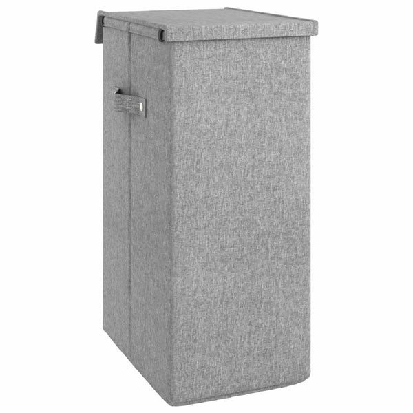 Vidaxl Foldable Laundry Hamper Grey 26X34.5X59.5 Cm Faux Linen Fabric Laundry Baskets & Hampers
