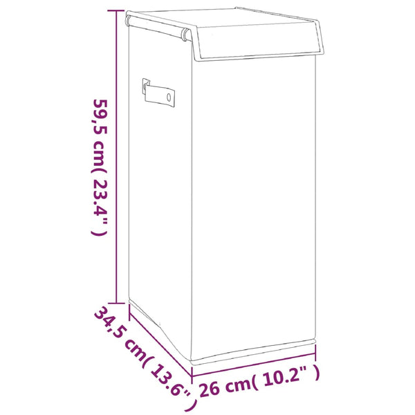 Vidaxl Foldable Laundry Hamper Grey 26X34.5X59.5 Cm Faux Linen Fabric Laundry Baskets & Hampers