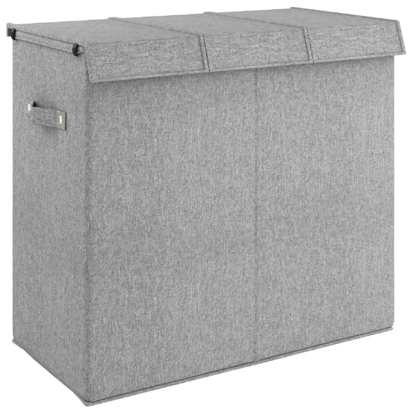 Vidaxl Foldable Laundry Hamper Grey 64.5X34.5X59 Cm Faux Linen Fabric Laundry Baskets & Hampers