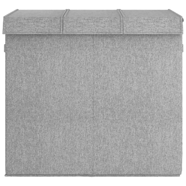 Vidaxl Foldable Laundry Hamper Grey 64.5X34.5X59 Cm Faux Linen Fabric Laundry Baskets & Hampers