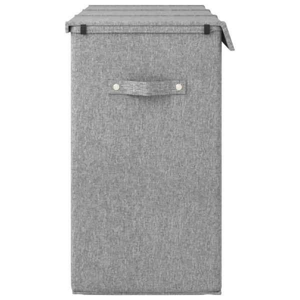 Vidaxl Foldable Laundry Hamper Grey 64.5X34.5X59 Cm Faux Linen Fabric Laundry Baskets & Hampers