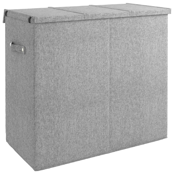 Vidaxl Foldable Laundry Hamper Grey 64.5X34.5X59 Cm Faux Linen Fabric Laundry Baskets & Hampers