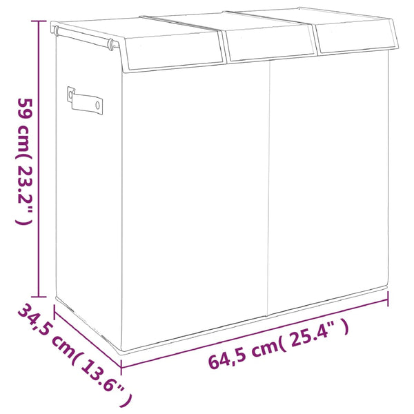 Vidaxl Foldable Laundry Hamper Grey 64.5X34.5X59 Cm Faux Linen Fabric Laundry Baskets & Hampers