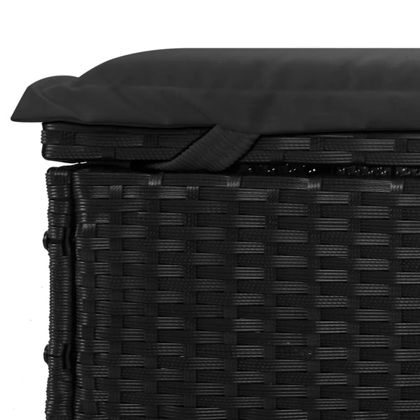 Sunbed With Foldable Roof Black 213X63x97 Cm Poly Rattan Loungers