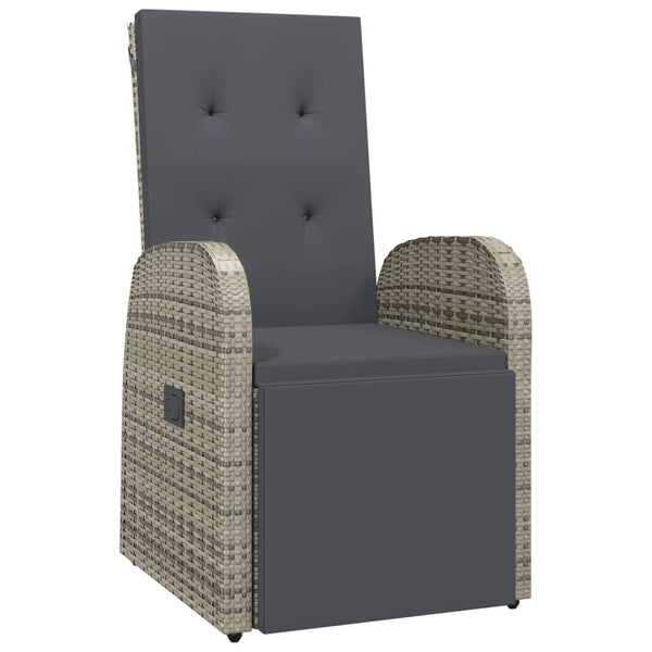 Reclining Garden Chairs With Cushions 2 Pcs Grey Poly Rattan Patio Chairs