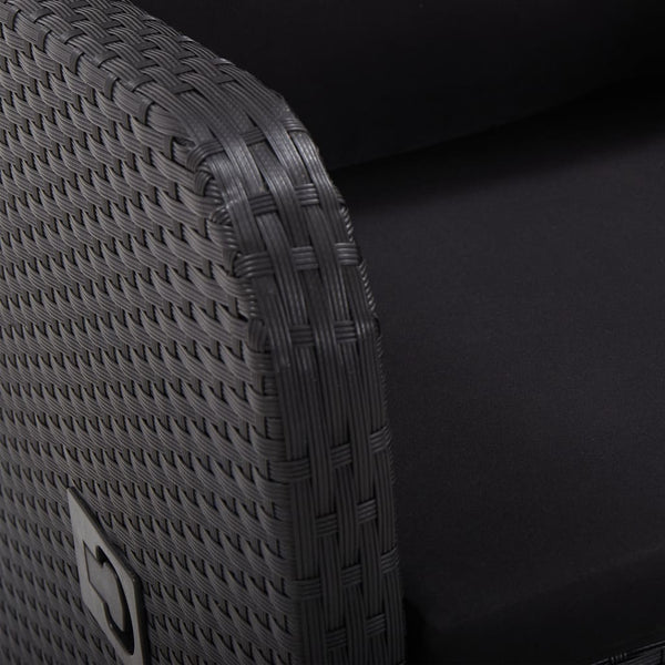 Reclining Garden Chairs With Cushions 2 Pcs Black Poly Rattan Patio Chairs