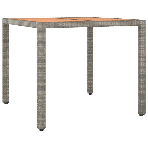 Garden Table With Top Grey Poly Rattan&Solid Acacia Patio & Garden Tables