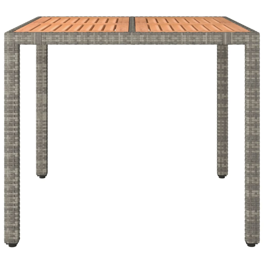 Garden Table With Top Grey Poly Rattan&Solid Acacia Patio & Garden Tables