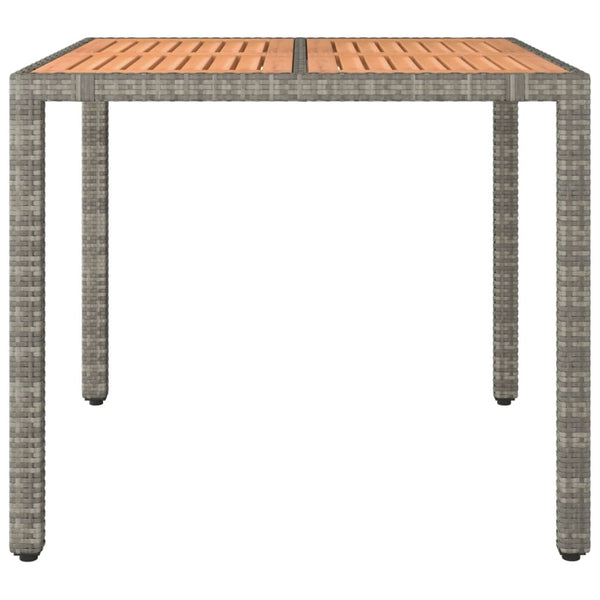 Garden Table With Top Grey Poly Rattan&Solid Acacia Patio & Garden Tables