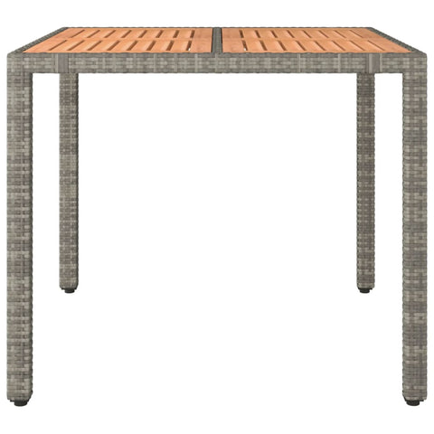 Garden Table With Top Grey Poly Rattan&Solid Acacia Patio & Garden Tables