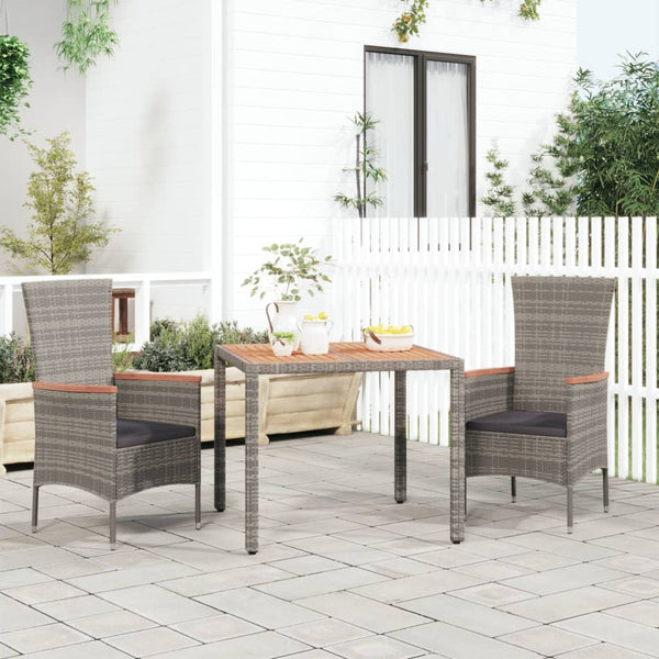 Garden Table With Top Grey Poly Rattan&Solid Acacia Patio & Garden Tables