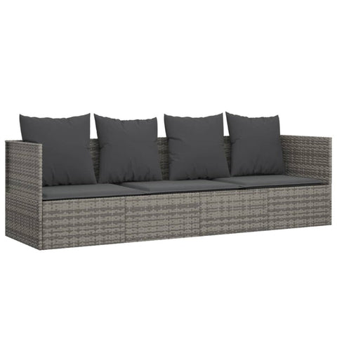 Vidaxl Outdoor Lounge Bed With Cushions Grey Poly Rattan Loungers