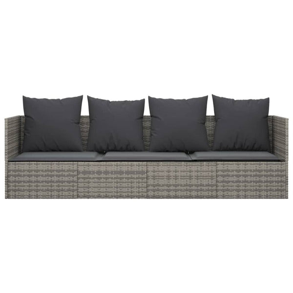 Vidaxl Outdoor Lounge Bed With Cushions Grey Poly Rattan Loungers