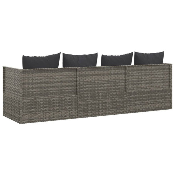 Vidaxl Outdoor Lounge Bed With Cushions Grey Poly Rattan Loungers