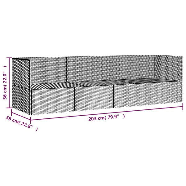 Vidaxl Outdoor Lounge Bed With Cushions Grey Poly Rattan Loungers